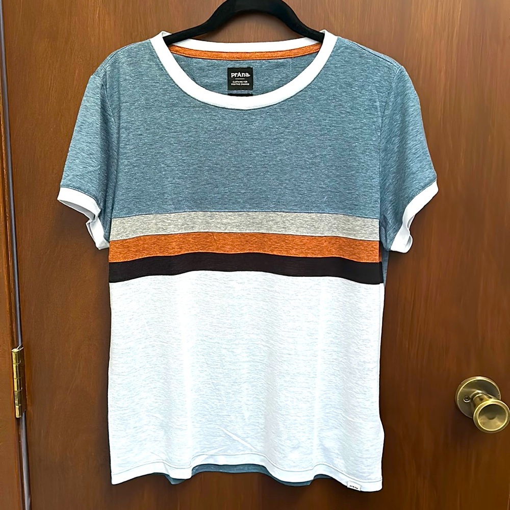 Prana cozy up ringer retro tee t-shirt medium women’s